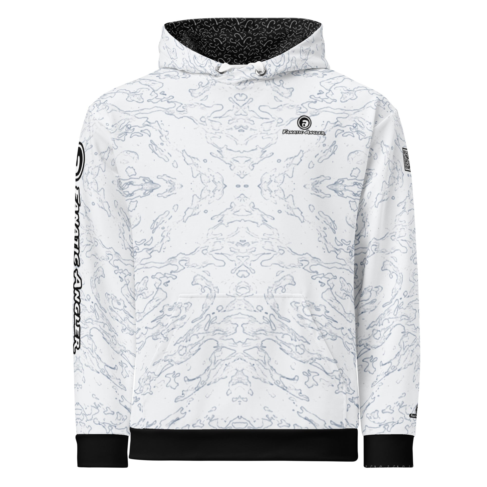Fanatic Angler Halcyon White Hoodie – premium fishing hoodie with branding