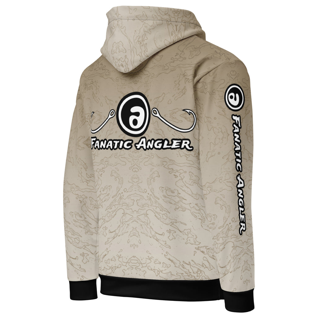 Fanatic Angler Drop-off Khaki Hoodie – premium fishing hoodie with branding
