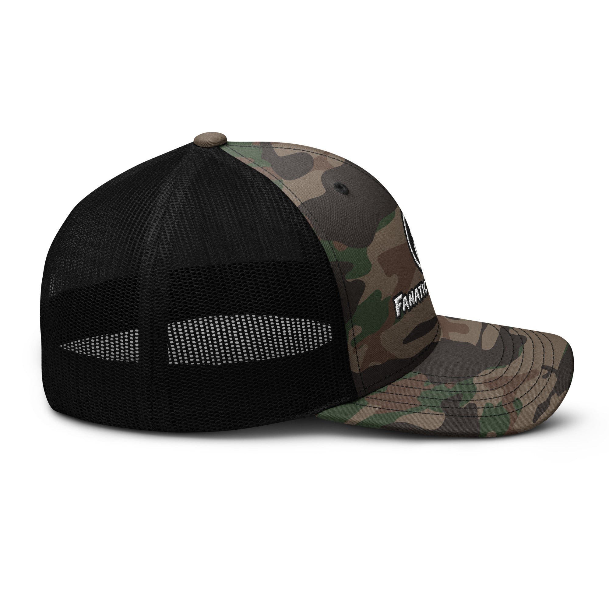 Fanatic Angler Creek Shadow Mesh Cap – premium fishing mesh cap with embroidered branding side view