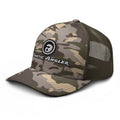 Premium fishing mesh cap – camo front view – Fanatic Angler edition