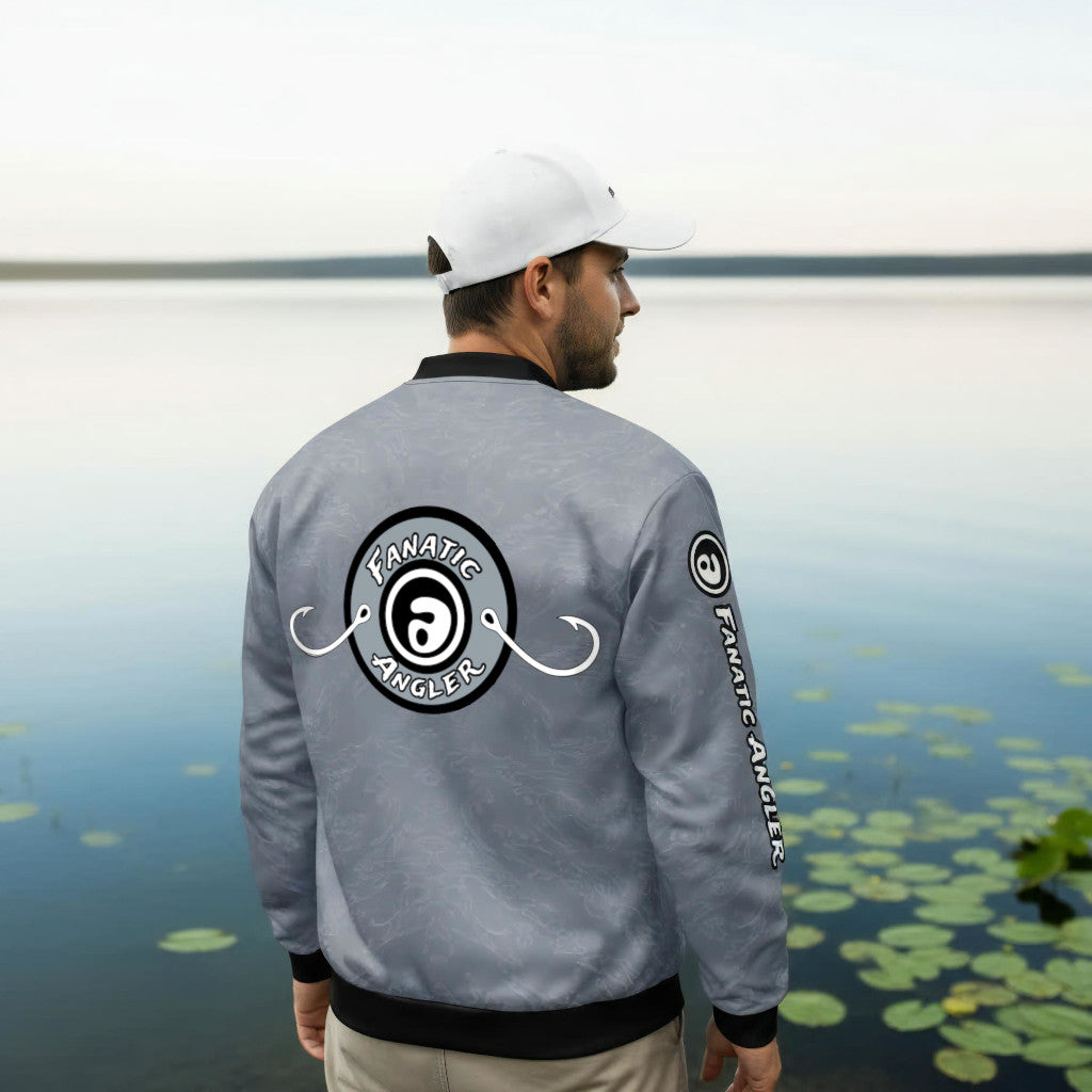 Fransisco wearing the Fanatic Angler Tactical Blue Edition Jacket – premium fishing jacket with branding