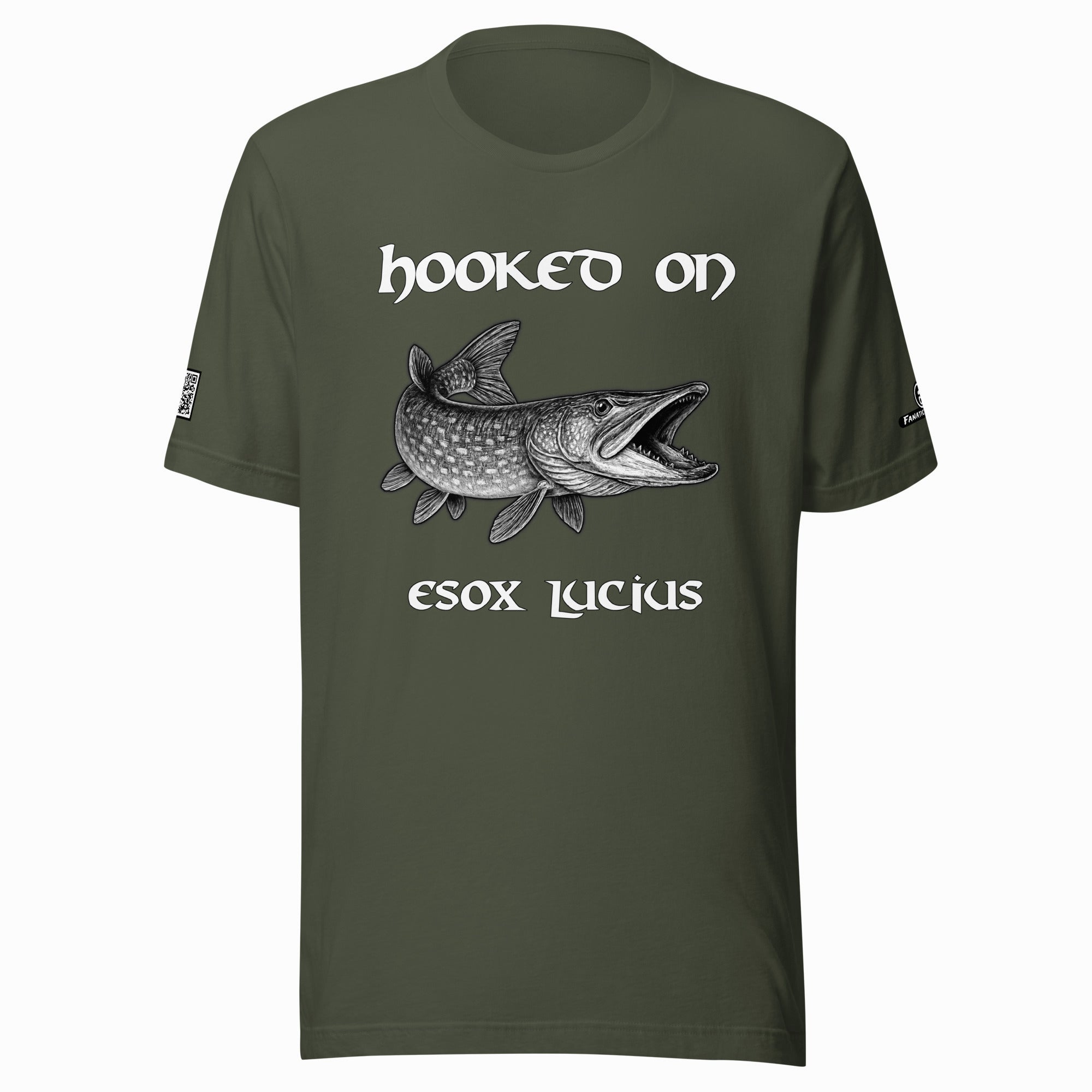 Hooked on Esox lucius (northern pike) – Predator Green Tee
