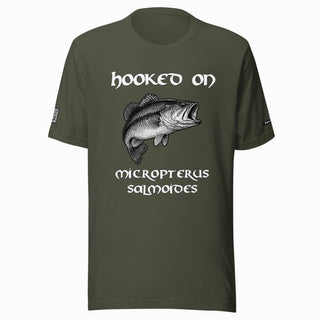 Hooked on Micropterus salmoides (largemouth bass) – Predator Green Tee