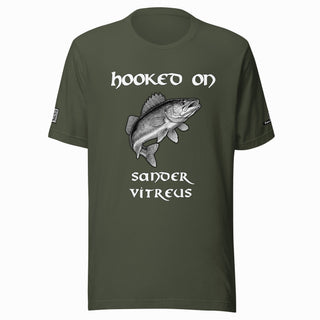 Hooked on Sander vitreus (walleye)– Predator Green Tee