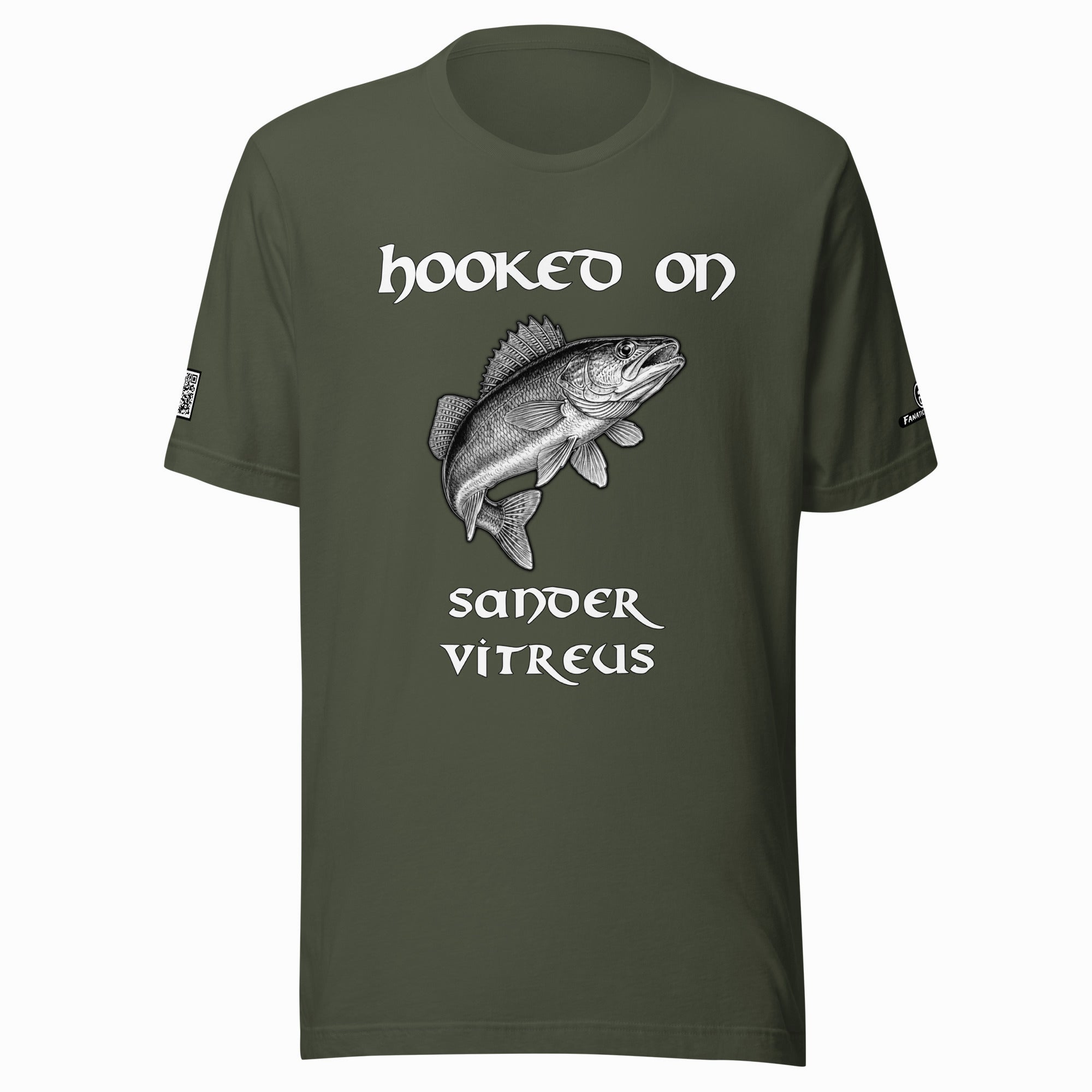 Hooked on Sander vitreus (walleye)– Predator Green Tee