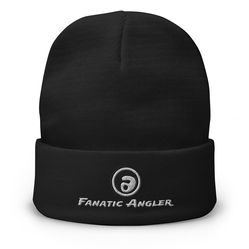 Premium knit fishing beanie – front view – Fanatic Angler edition