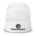 Premium knit fishing beanie – front view – Fanatic Angler edition