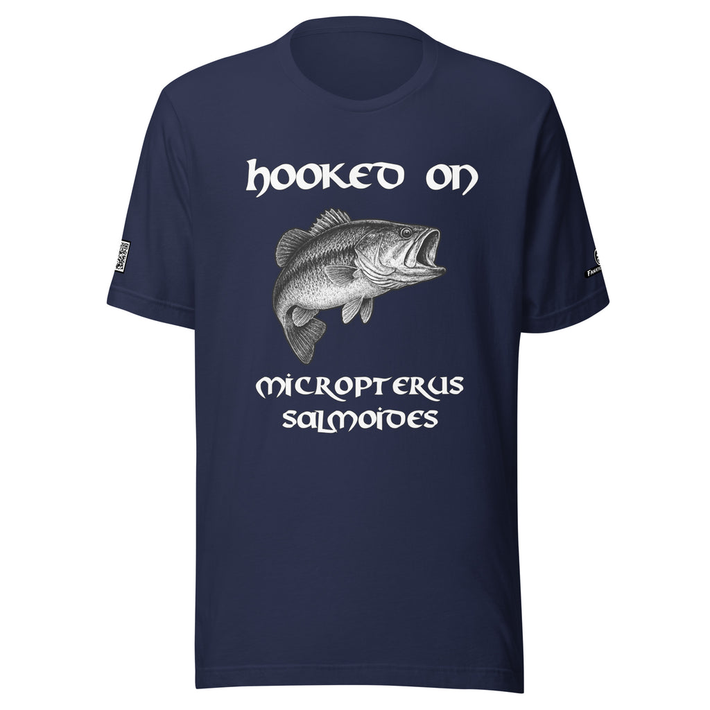 Premium fishing t-shirt – front view – Hooked On edition