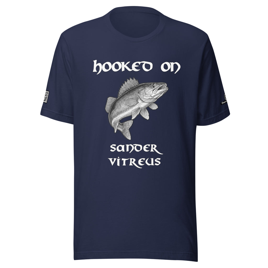 Premium fishing t-shirt – front view – Hooked On edition