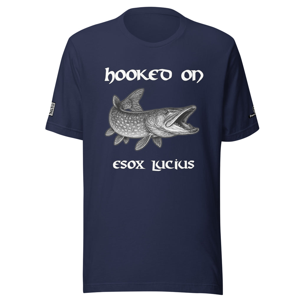 Premium fishing t-shirt – front view – Hooked On edition