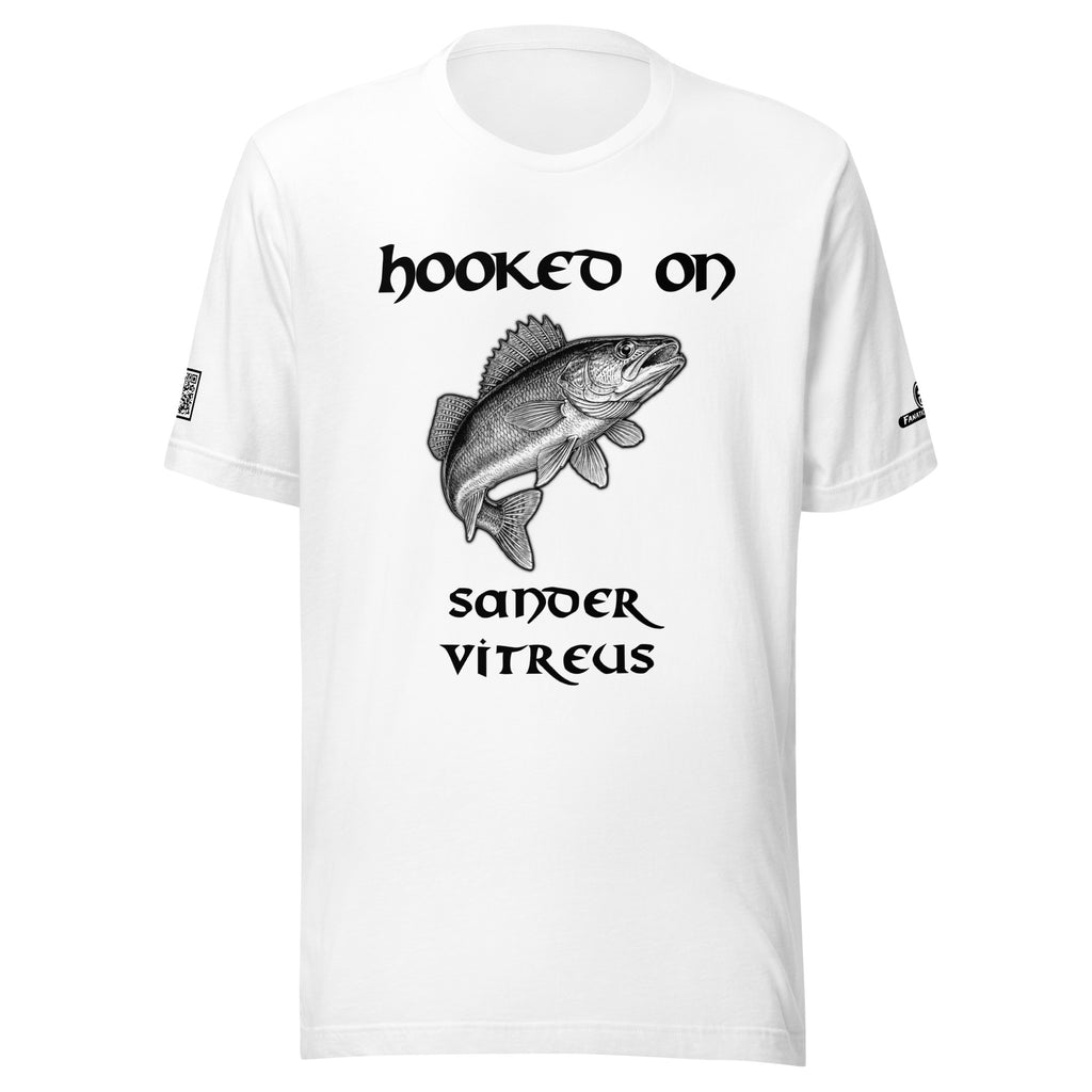 Premium fishing t-shirt – front view – Hooked On edition